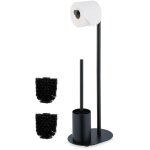 Serviteur wc, mtallique, non fixe, brosse et porte - brosse, h x l x p : env. 63 x 23 x 17 cm, noir ...