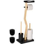 Serviteur wc non fixe, avec support pour tlphone, h x l x p : 80 x 30 x 20 cm, noir et nature - relaxdays ...