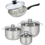 Set de 1 po�le 24 cm en inox et couvercle, 3 faitouts inox 16, 20 et 24 cm fackelmann geneva