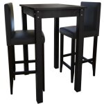 Set de 1 table de bar et 2 tabourets noir