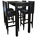 Set de 1 table de bar et 4 tabourets noir vidaxl