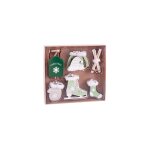 Set de 10 dcorations de nol en bois sport d'hiver vert - 9. 5cm