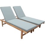 Set de 2 bains de soleil en acacia ? arequipa ? transats avec coussins kaki et roulettes. multi positions ...