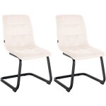 Dcoshop26 - set de 2 chaises de salle  manger coutures dcoratives carres en velours crme et pieds ...