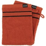 Set de 2 gants de toilette 15x21 cm 100% coton - terre de sienne noir tendance