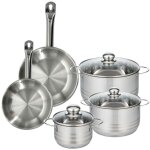 Set 2 poles 20 24 cm en inox, 3 faitouts inox 16, 20 et 24 cm fackelmann eterna