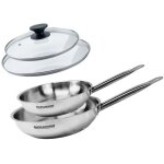Set de 2 po�les 20 et 24 cm en inox et 2 couvercles en verre fackelmann eterna