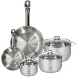 Set 2 poles 24 28 cm en inox, 3 faitouts inox 16, 20 et 24 cm fackelmann eterna
