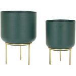 Set de 2 supports de vase verts avec base dor�e, 20x29 - 16x24 cm