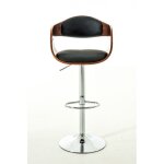 Clp ? set de 2 tabourets de bar r�tro kingston ? noyer et similicuir noir ? hauteur r�glable 63 - 77 ...