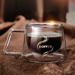 Set de 2 tasses de café en verre double, en borosilicate épais, isolantes, transparentes, 6, 8 oz Set de 2 tasses de café en verre double, en borosilicate épais, isolantes, transparentes, 6, 8 oz