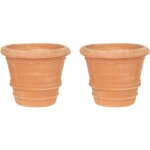Set 2 vase en terre cuite vase d'extrieur vase rond jardinire de balcon pot de fleur pot de jardine ...