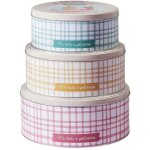 Set de 3 bo�tes de rangement en m�tal pour p�tisseries � carreaux pastel