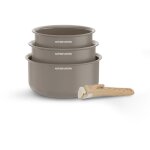 Set de 3 casseroles - tous feux dont induction - arthur martin - am1122 - cramique -  16 - 18 - 20 ...