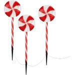 Set de 3 led lollipop decoration de nol 60 led 3m, 8 modes, avec minuterie, fonctionne sur piles, sucette ...
