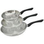 Set 3 po�les 20 24 et 28 cm en inox fackelmann geneva