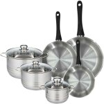 Set de 3 poles 20, 24 et 28 cm en inox et 3 faitouts inox 16, 20 et 24 cm fackelmann geneva