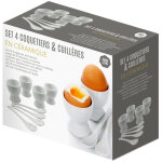 Set de 4 coquetiers et cuill�res en c�ramique - livraison gratuite