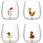 Set 4 gobelets 37cl topies ( chat, coq, lapin, canard) - amefa medard de noblat