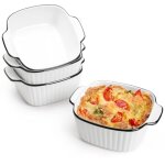 Set de 4 plats de cuisson carr�s en c�ramique 14. 5cm, 400ml - avec poign�es, pour friteuse � air, four ...