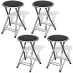 D�coshop26 - set de 4 tabourets assise pliables design simple en pvc noir structure en acier dec026383 ...
