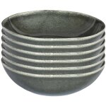 Set de 6 assiettes creuses en c�ramique au gr�s du temps vert (�18, 7cm) - maka