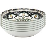 Set de 6 assiettes creuses en porcelaine vert mandala (�20cm) - mandala