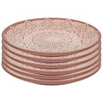 Set de 6 assiettes � dessert en c�ramique terracotta motif mandala (�19, 5 cm) - akka