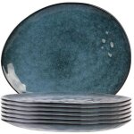 Altobuy ? set de 6 assiettes � dessert en c�ramique bleu ? dimensions 22x18cm ? �maillage brillant ? ...