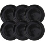 Set de 6 assiettes  dessert noires en cramique avec liser dor (20 cm) - ebene