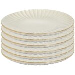 Set de 6 assiettes plates beiges en c�ramique (�27cm) - shelly
