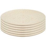 Set de 6 assiettes plates en c�ramique beige motif mandala (�27 cm) - akka