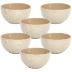 Set de 6 bols en c�ramique beige motif mandala (65cl) - akka