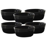 Set de 6 bols noires en c�ramique avec liser� dor� (�14 cm) - ebene