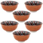 Set de 6 bols en porcelaine orange mandala (�12cm) - mandala