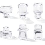 Set 6 photophores transparents bougies chauffe - plat mariage anniversaire no�l