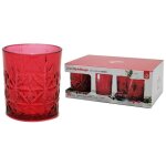 Set 6 pz bicchieri in vetro from whisky color rosso capacity 35cl stile elegante