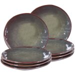 Set de 8 assiettes plates en grès artisanal pour 8 personnes finition Émail réactive vert foncé thyme ... Set de 8 assiettes plates en grès artisanal pour 8 personnes finition Émail réactive vert foncé thyme ...