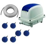Set aérateur bassin pompe à air 3600 l / h 6 boules diffuseur silencieux. pour 7000 litres environ Set aérateur bassin pompe à air 3600 l / h 6 boules diffuseur silencieux. pour 7000 litres environ