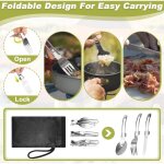 Set casseroles camping avec couverts & sac rangement, popote bivouac pliables en aluminium durable, po�le ...
