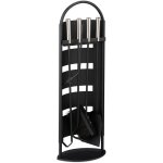 Couverts de chemine, 5 pices, tisonnier, pelle  cendres, balai, pince & support, noir / argent - ...