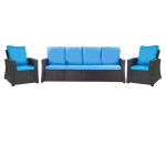 Set coussins pour salon de jardin r�sine tress�e 5 - 6 places, coussins pour canap� 170x50x7cm bleu, ...