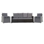 Set coussins pour salon de jardin r�sine tress�e 5 - 6 places, coussins pour canap� 180x60x7cm anthracite, ...