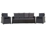 Set coussins pour salon de jardin r�sine tress�e 5 - 6 places, coussins pour canap� 180x60x7cm noirs, ...