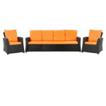 Set coussins pour salon de jardin r�sine tress�e 5 personnes, coussins pour canap� 150x60x7cm orange, ...