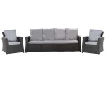 Set coussins pour salon de jardin r�sine tress�e 5 places, coussins pour canap� 140x50x7cm gris, coussins ...