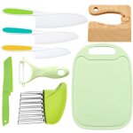 Set de couteaux de cuisine pour enfants, 8 pièces, tête ronde et couteaux verts, avec planche et couteau ... Set de couteaux de cuisine pour enfants, 8 pièces, tête ronde et couteaux verts, avec planche et couteau ...
