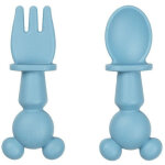 Set couverts b�b� thermobaby disney mickey 2 pi�ces silicone bleu clair aaaia11515