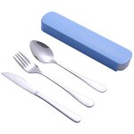 Set de couverts en inox 3 pices couverts lunch box de camping, boite couvert a emporter couteau fourche ...