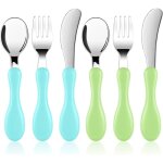 Set de couverts en inox enfant, 6pcs fourchette et cuillre enfant prise facile acier inoxydable pour ...